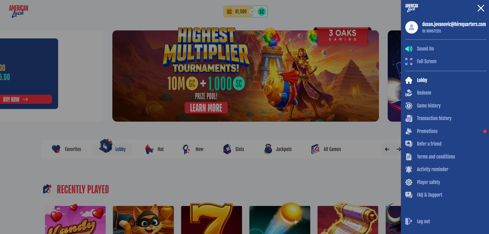 American Luck Casino Desktop