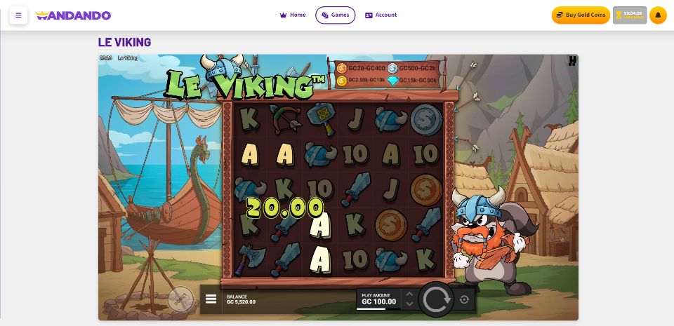 Wandando Sweepstakes Casino Game Le Viking
