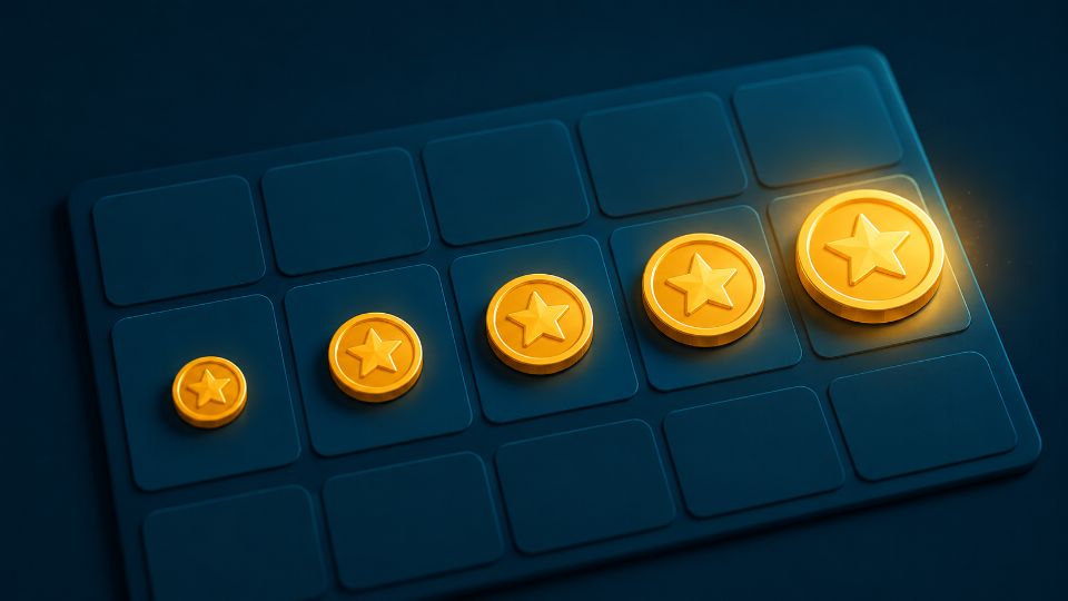 Gold coins forming a growing daily login streak across a calendar grid for a $200 no deposit bonus