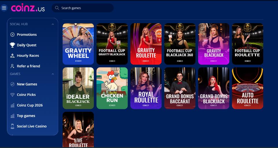 Coinz Casino Live Dealer Games