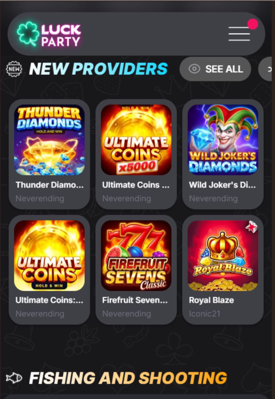 Luck Party Sweepstakes Casino Mobile App