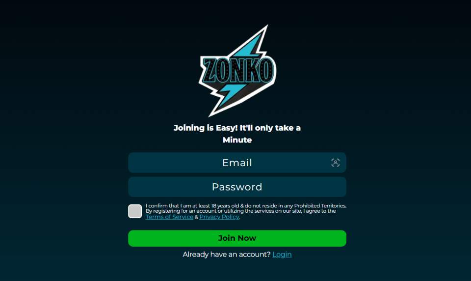 Zonko Casino Signup Process
