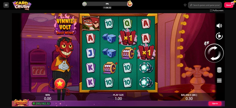 CardCrush Vinnie Volt Devil Wilds game screen