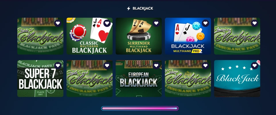Crash Duel blackjack lobby showing multiple blackjack variants