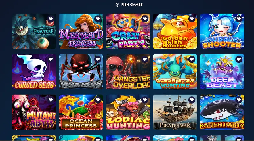 Crash Duel fish games lobby with Golden Fish Hunter and other titles