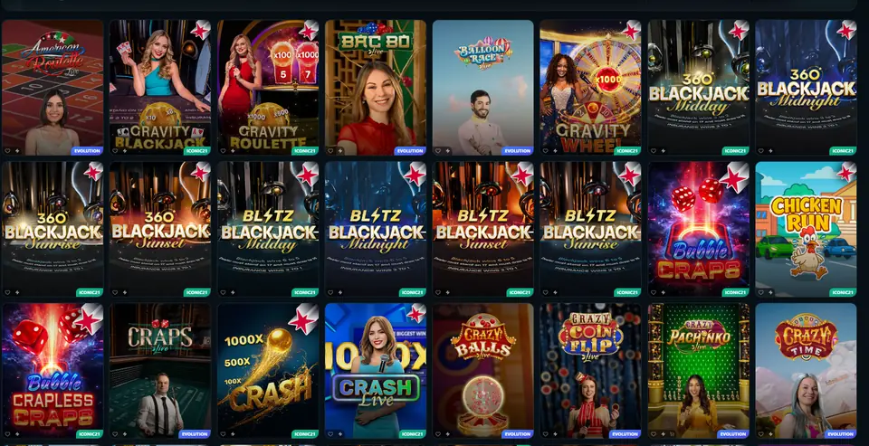 KingPrize live dealer lobby showing blackjack and game show tables