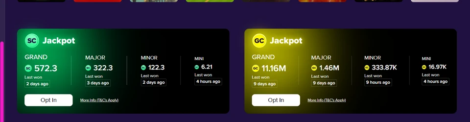 The Boss jackpot panel showing Grand Major Minor and Mini SC and GC jackpots